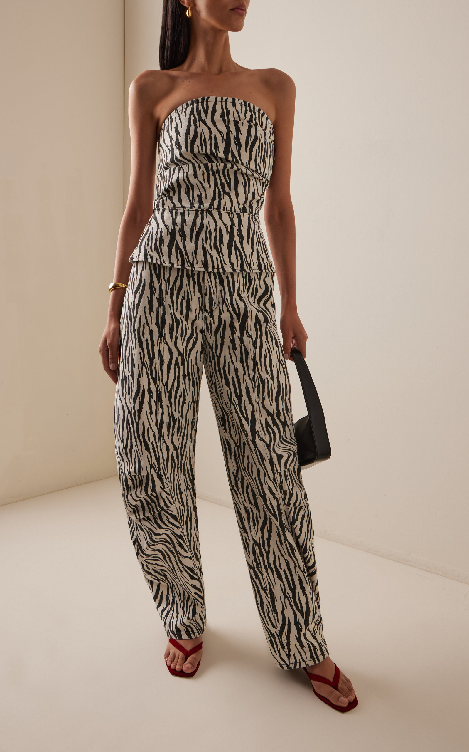 Printed Denim Top black/white - 3