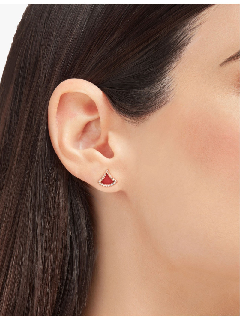 BVLGARI Divas’ Dream 18ct rose-gold, 0.10ct diamond and carnelian earrings outlook