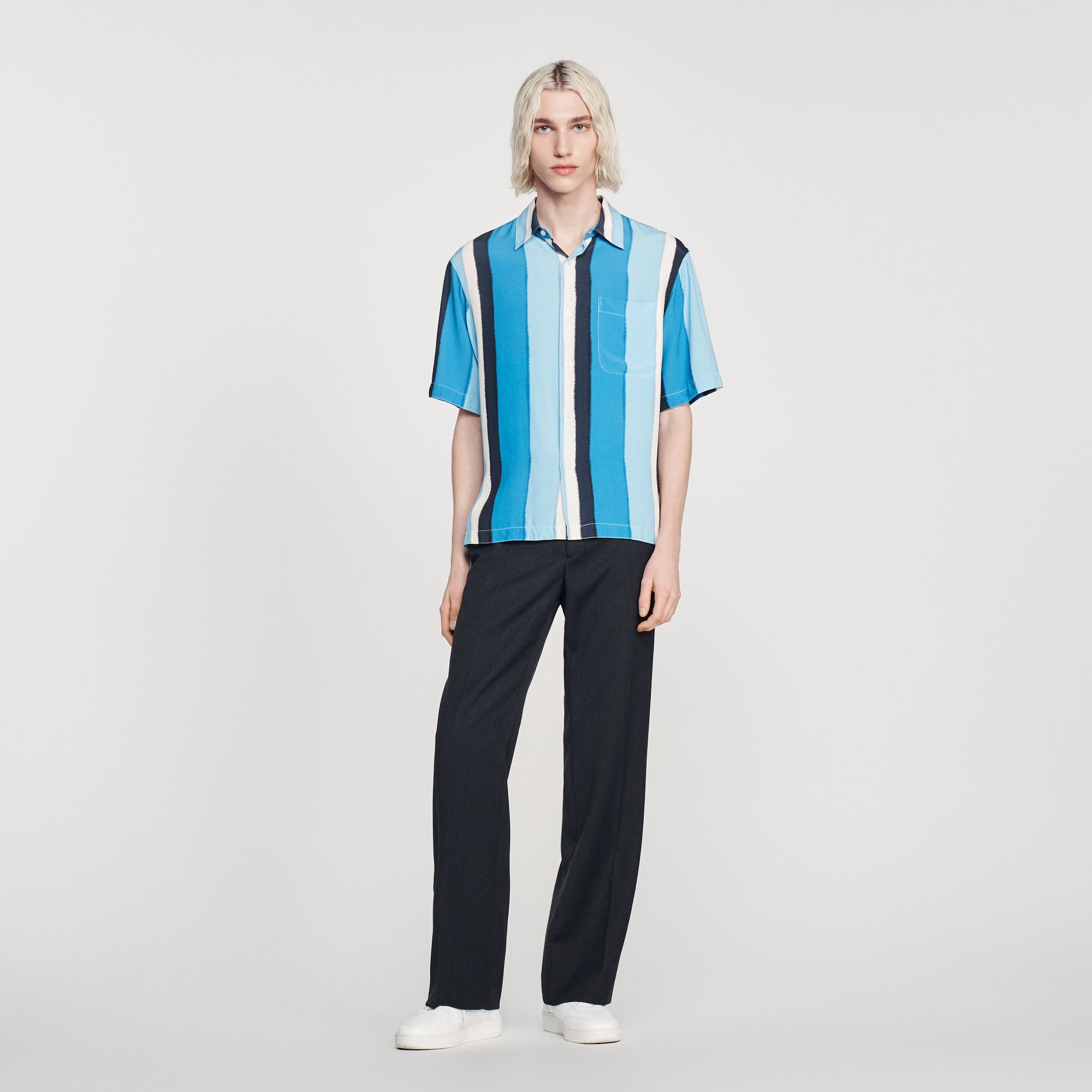Flowing striped short-sleeved shirt - 3