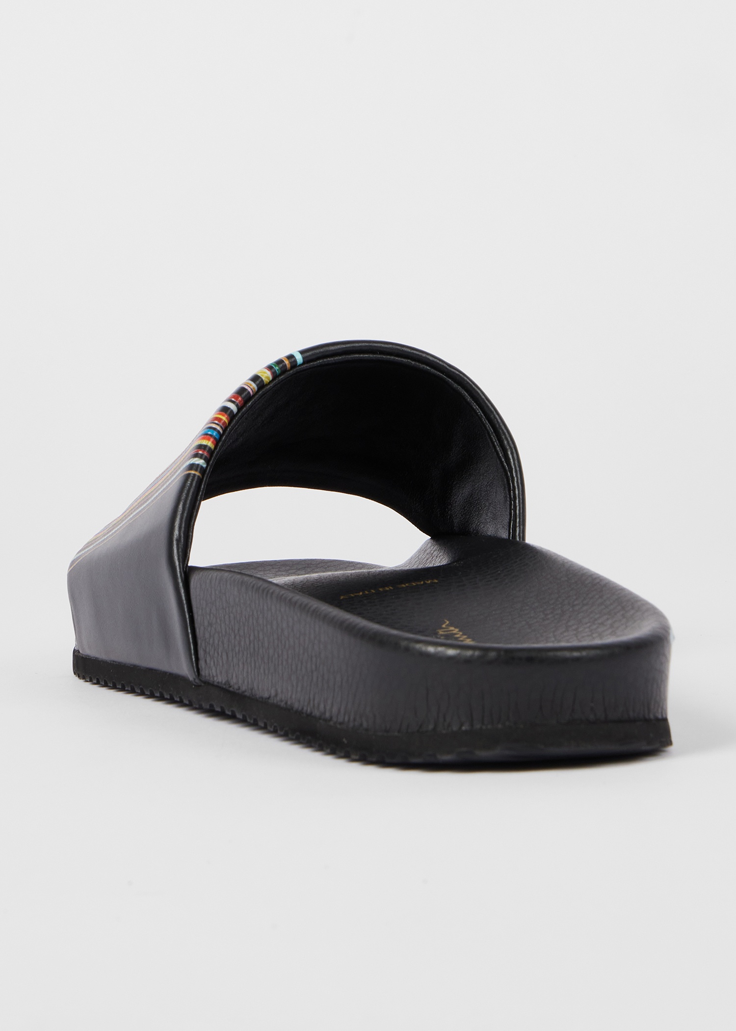 Black 'Signature Stripe' Detail 'Dru' Slides - 4