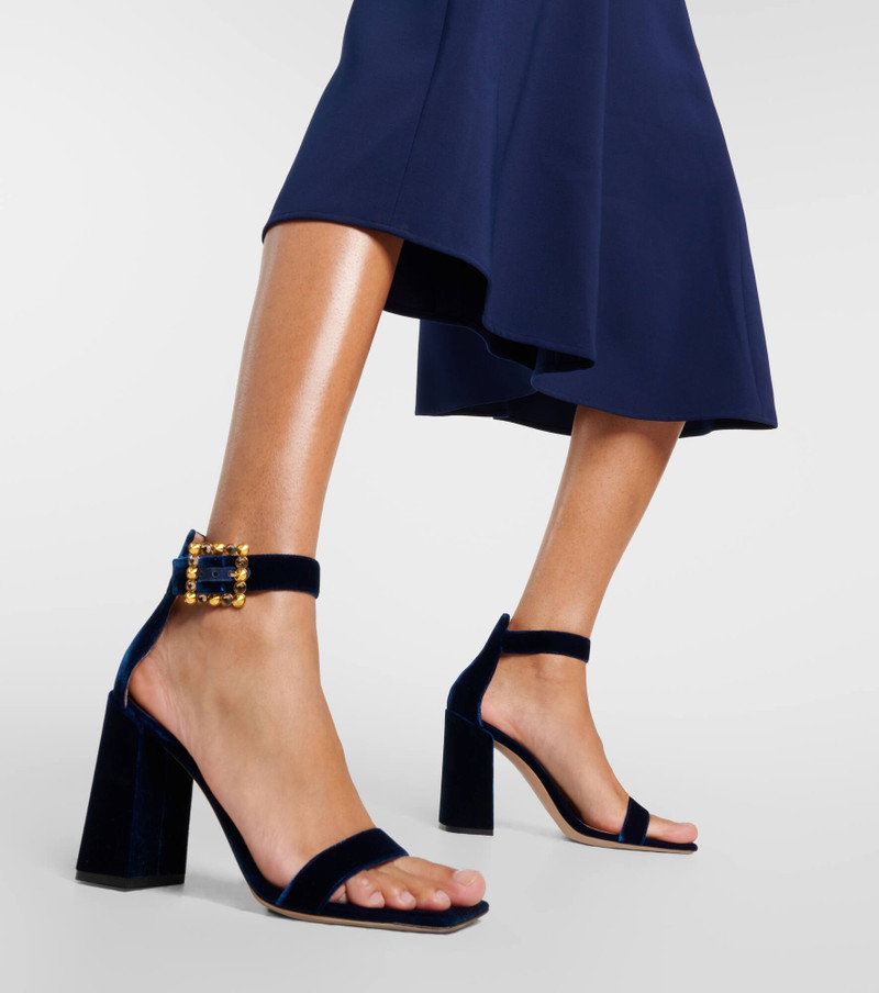 Embellished velvet sandals 4
