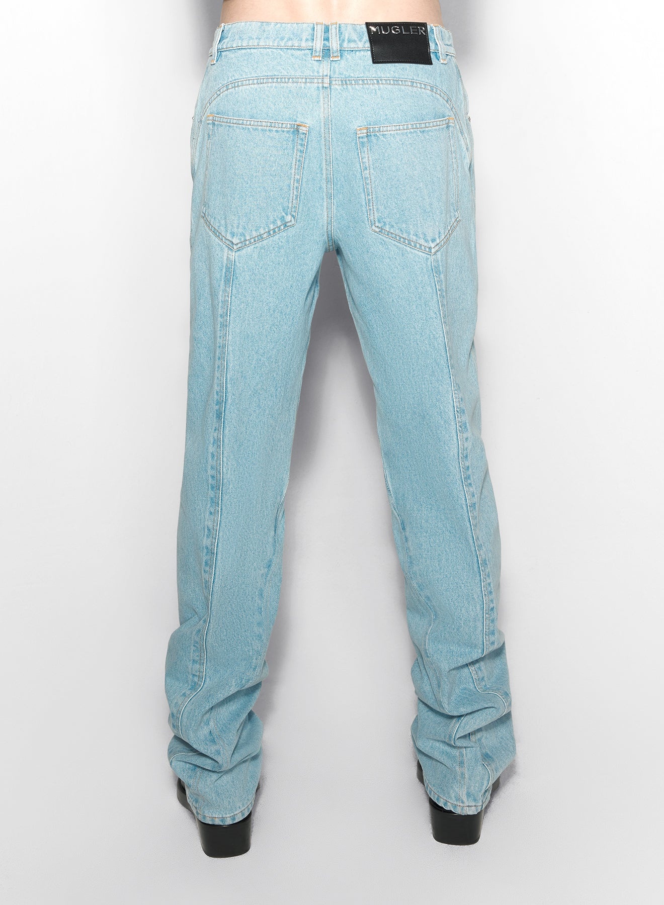 blue straight leg jeans - 3