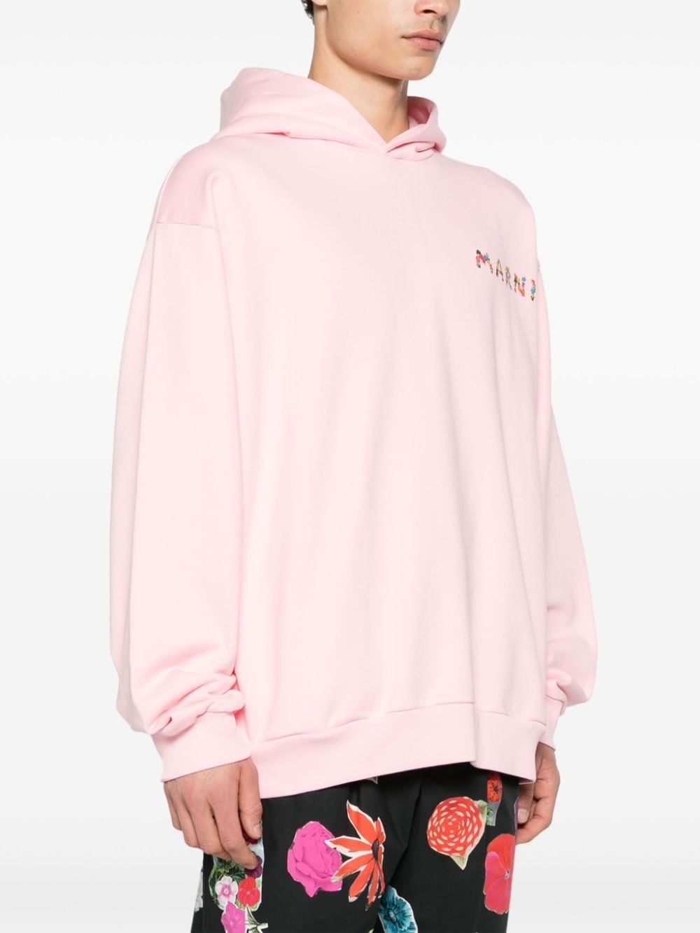 logo-print cotton hoodie - 3