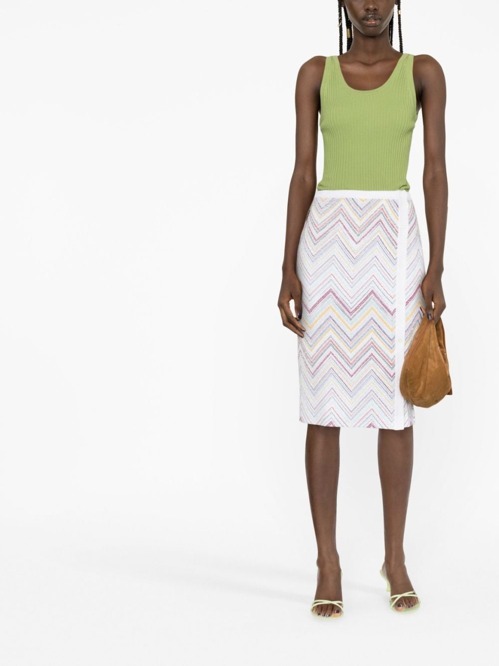 zigzag-woven pencil skirt - 2
