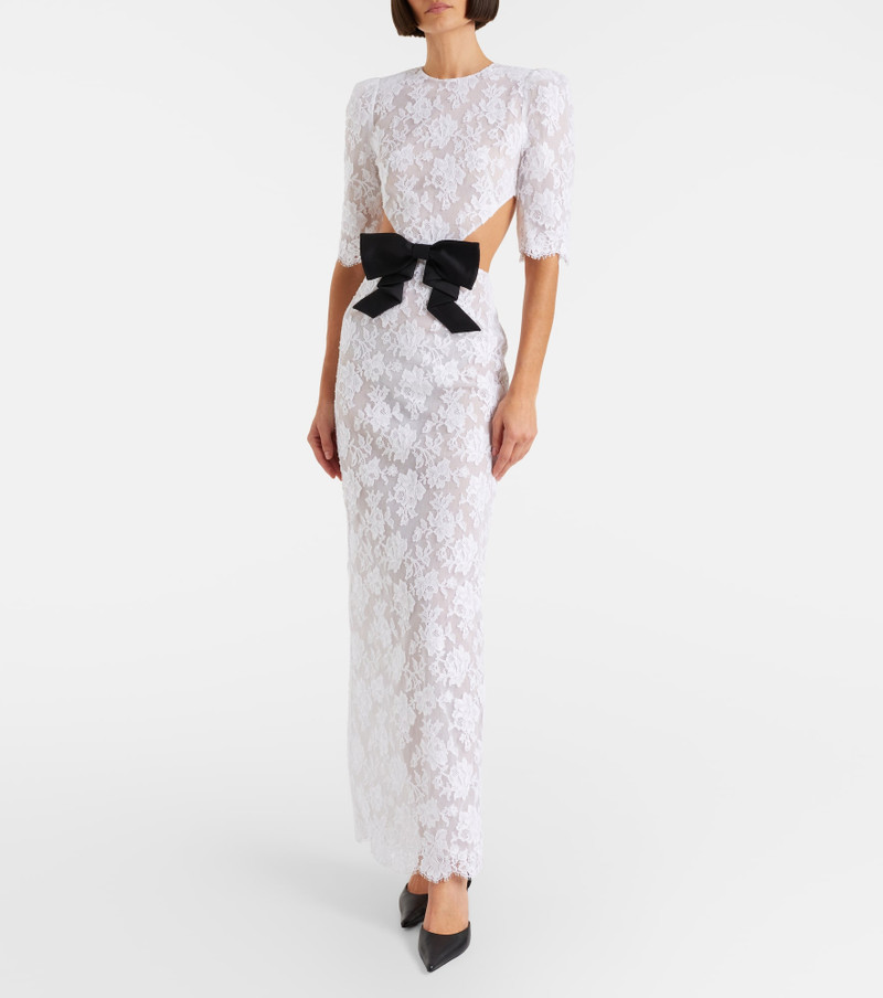 SHUSHU/TONG Bow-detail cotton-blend lace gown outlook