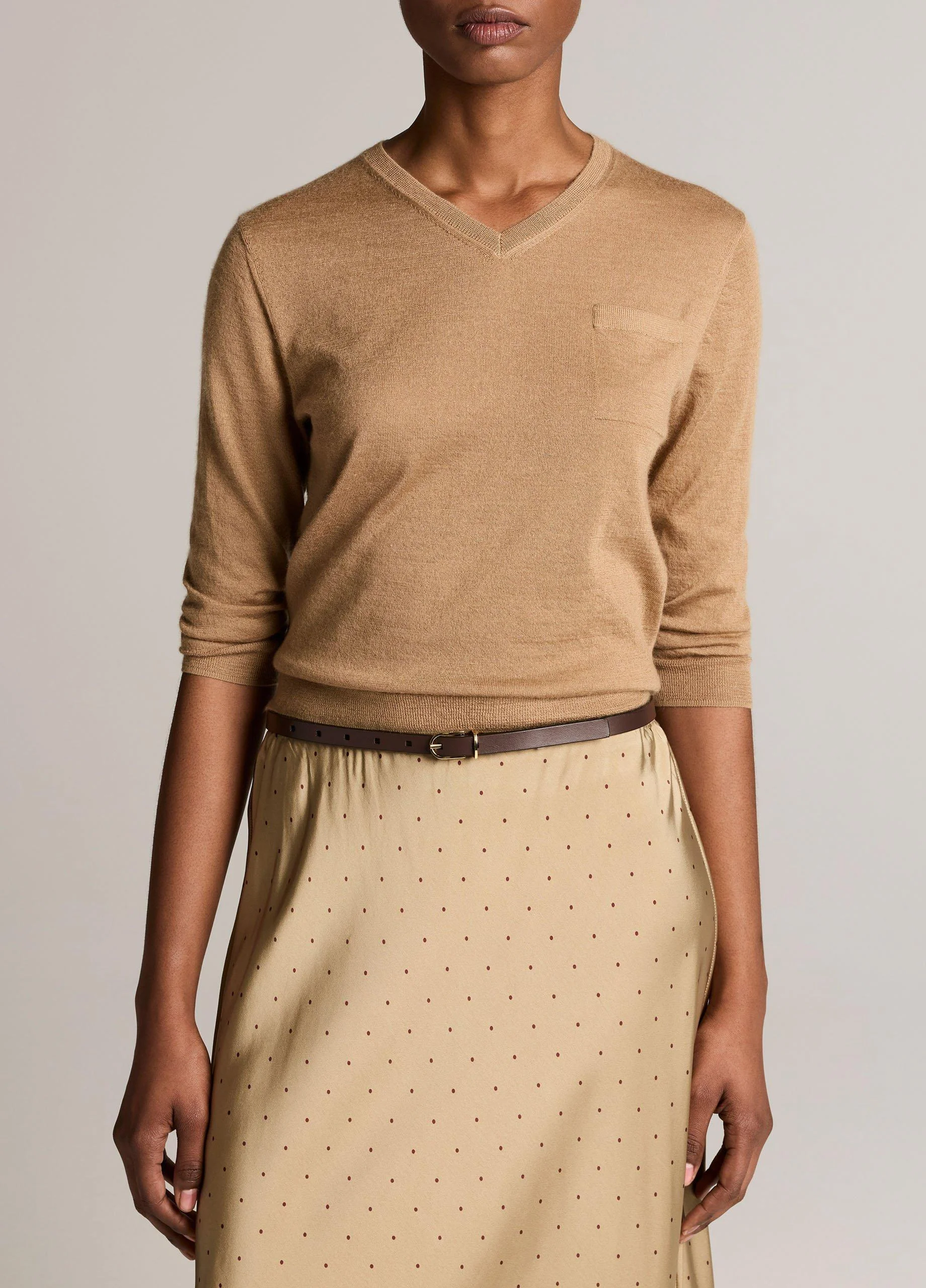 Cashmere-Silk Pocket V-Neck Sweater - 1
