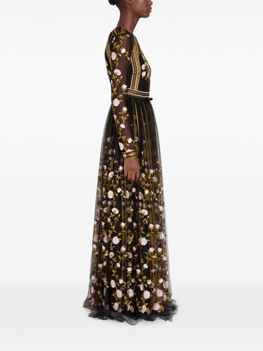 embroidery detail tulle dress - 3