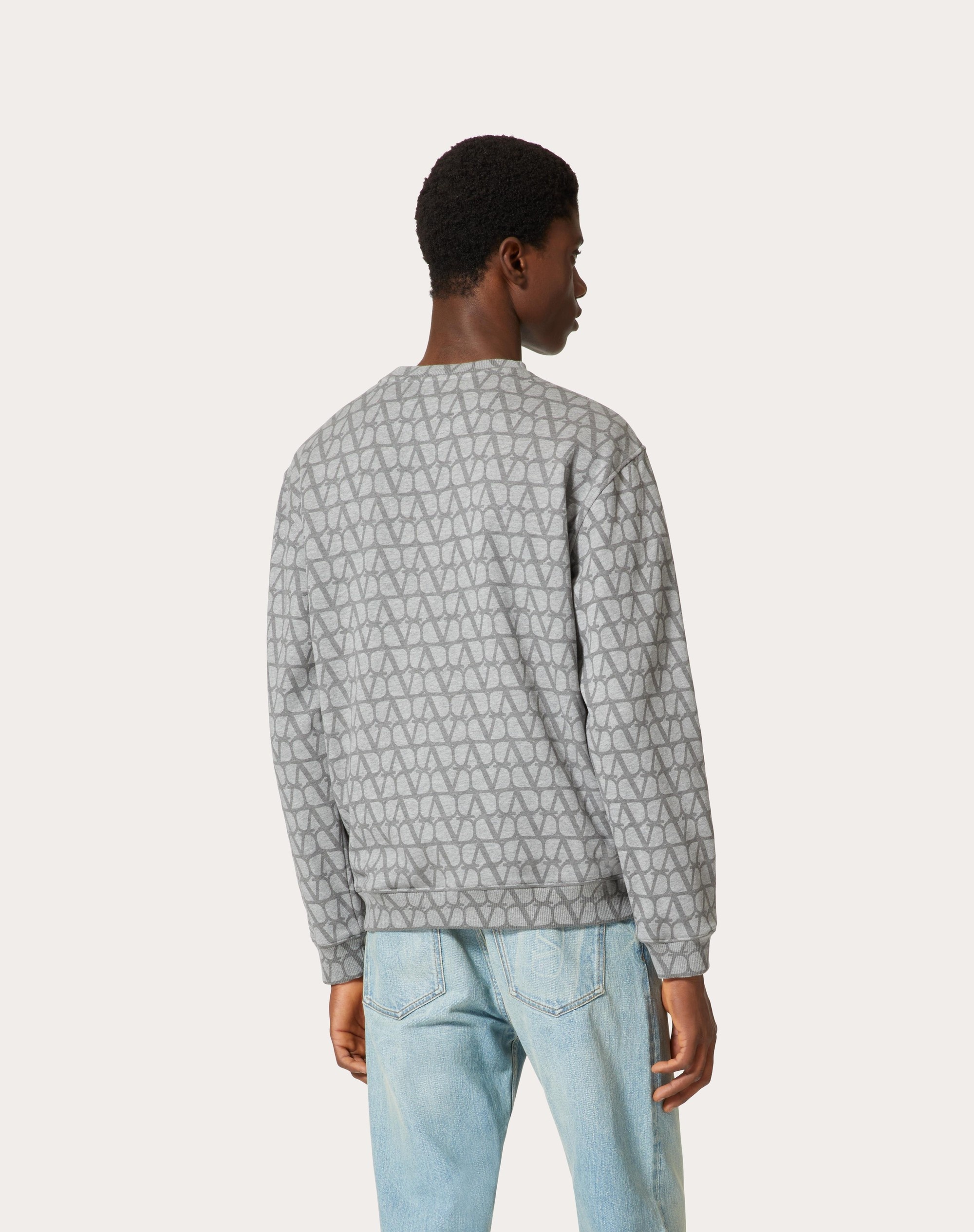 COTTON CREWNECK SWEATSHIRT WITH TOILE ICONOGRAPHE PRINT - 4