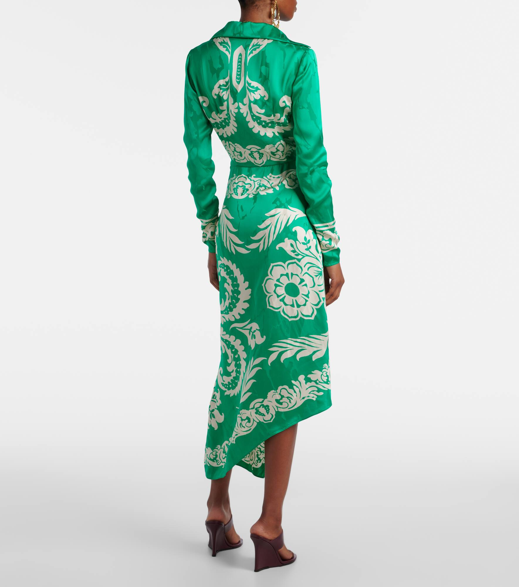 Printed satin wrap dress - 3