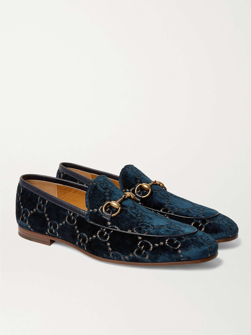 Jordaan Horsebit Leather-Trimmed Logo-Embroidered Velvet Loafers 4
