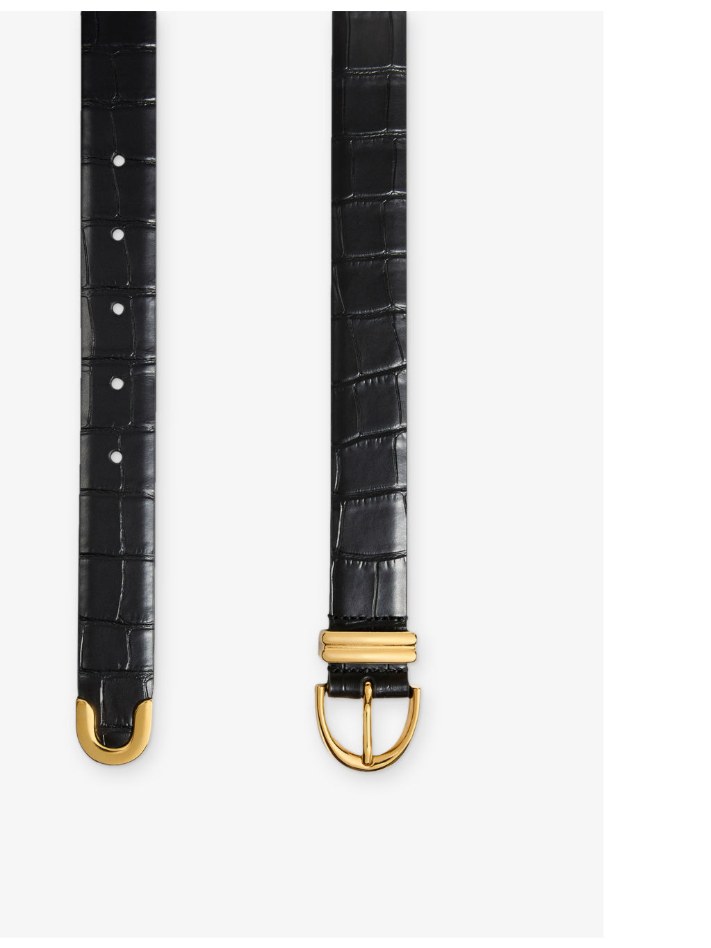 Bambi Skinny Croc-Embossed Leather Belt - 2