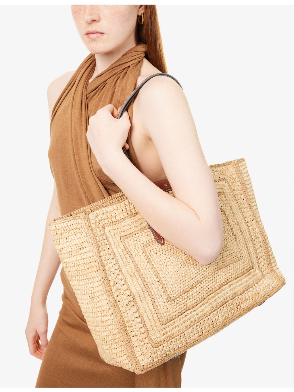 Bow-Embroidered Raffia Tote Bag - 2