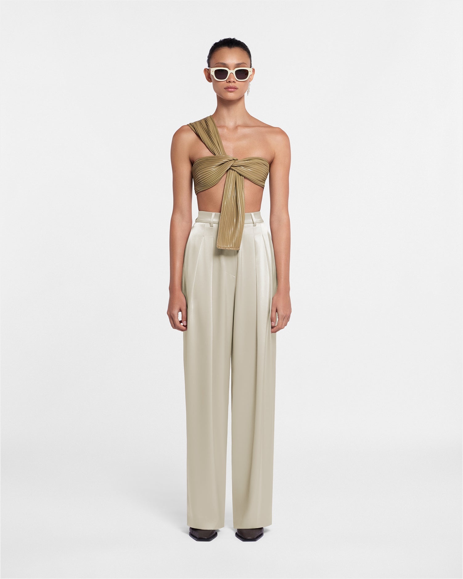 Pleated Slip Satin Pants - 2