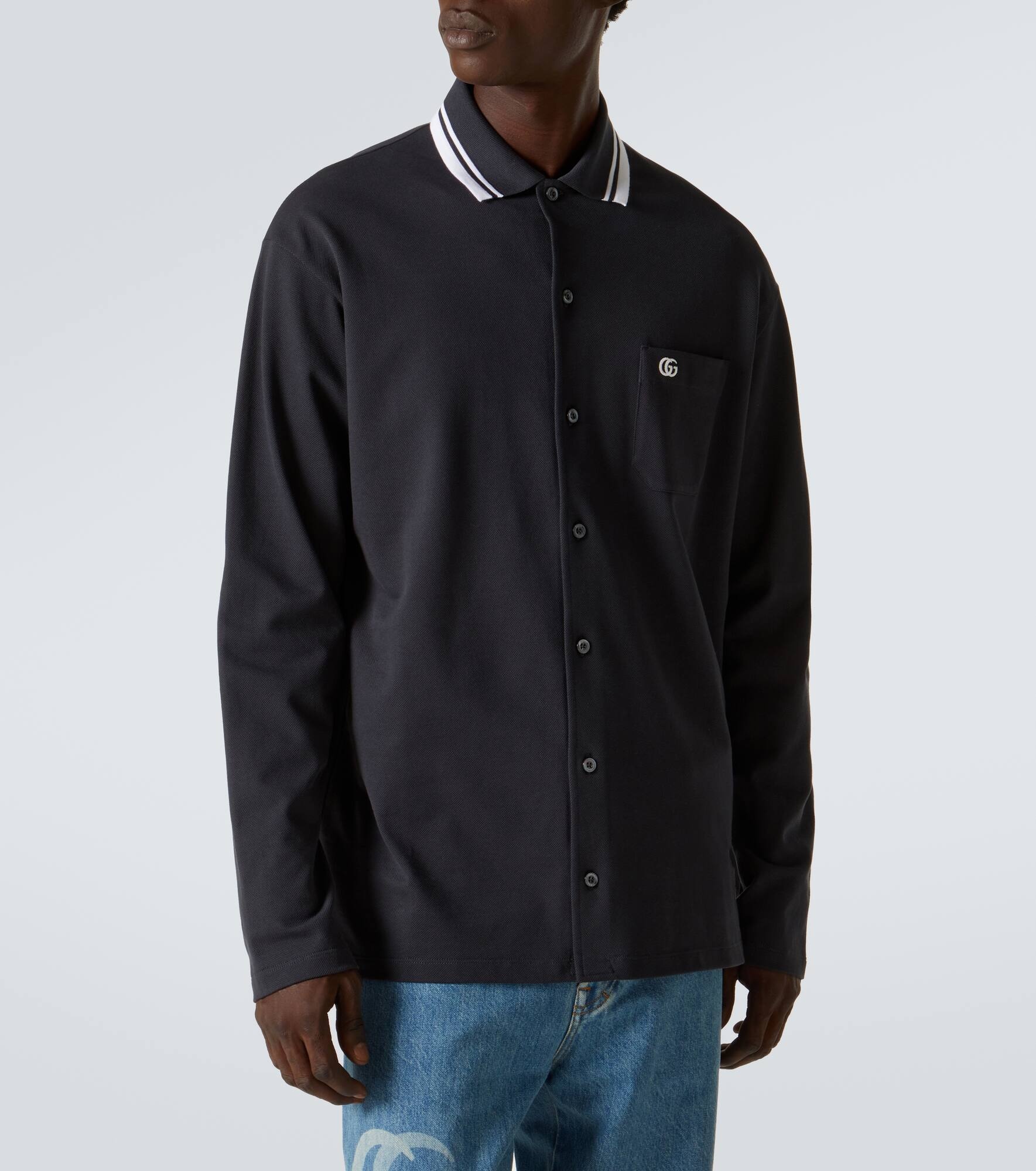 GG embroidered cotton-blend polo shirt - 3