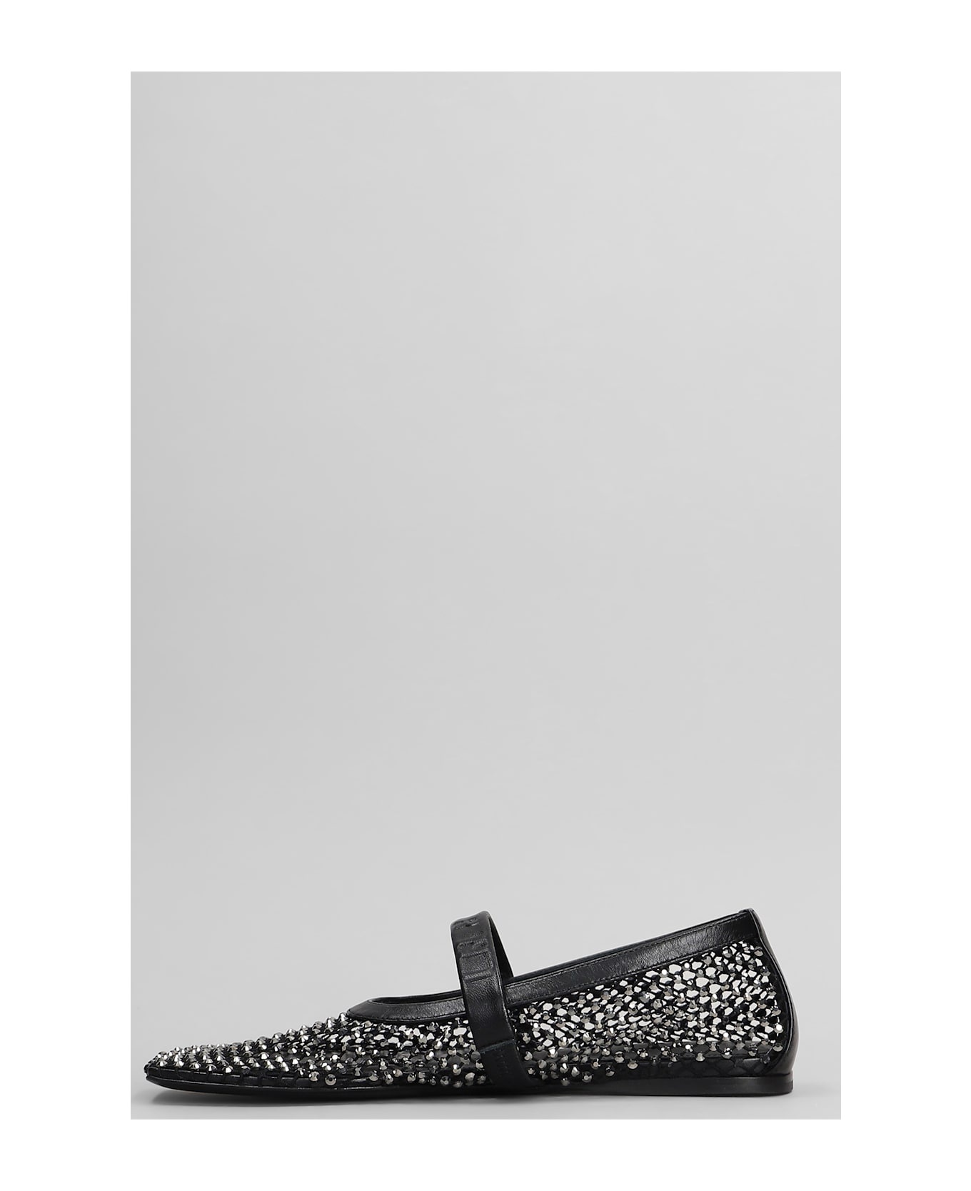 Mary Jane Ballet Flats In Black Polyuretan - 3