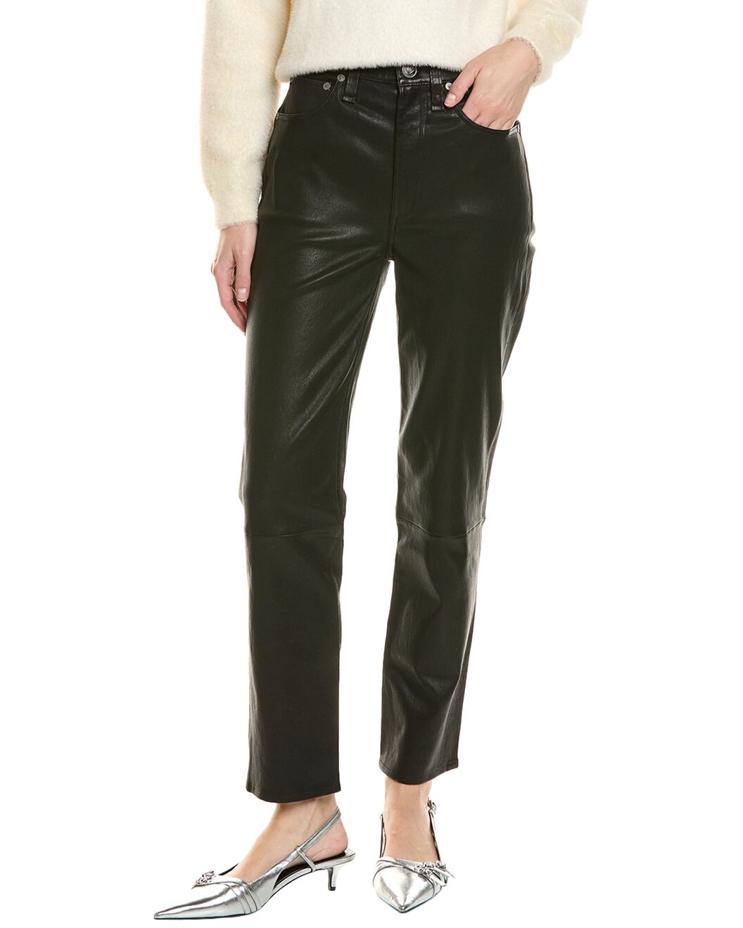 rag & bone Wren High-Rise Slim Leather Pant - 1