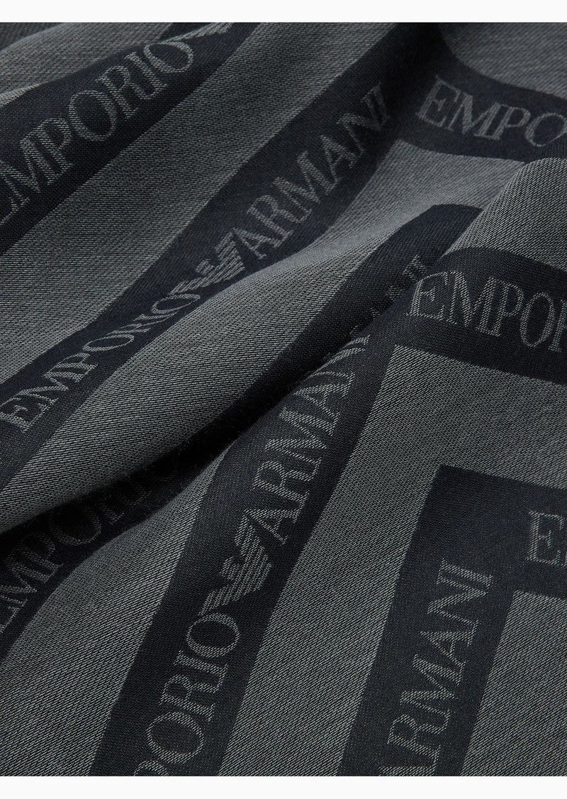 EMPORIO ARMANI Jacquard modal-blend stole with diagonal logo motif outlook