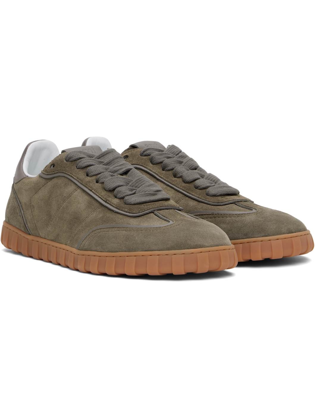 Taupe Leather Low Top Step Sneakers - 4