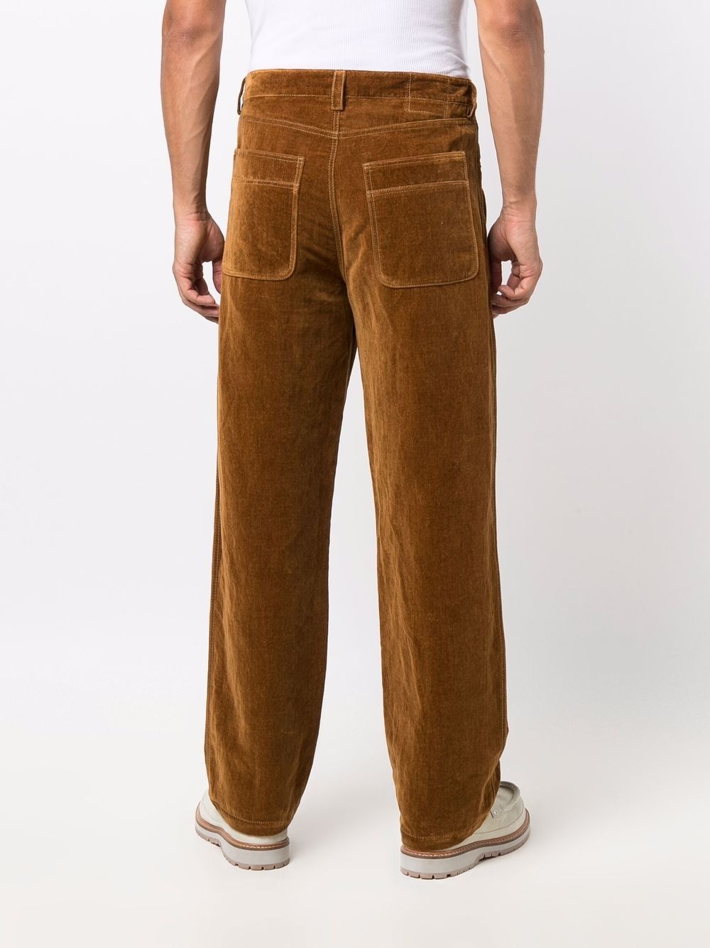 straight-cut velvet-effect trousers - 4