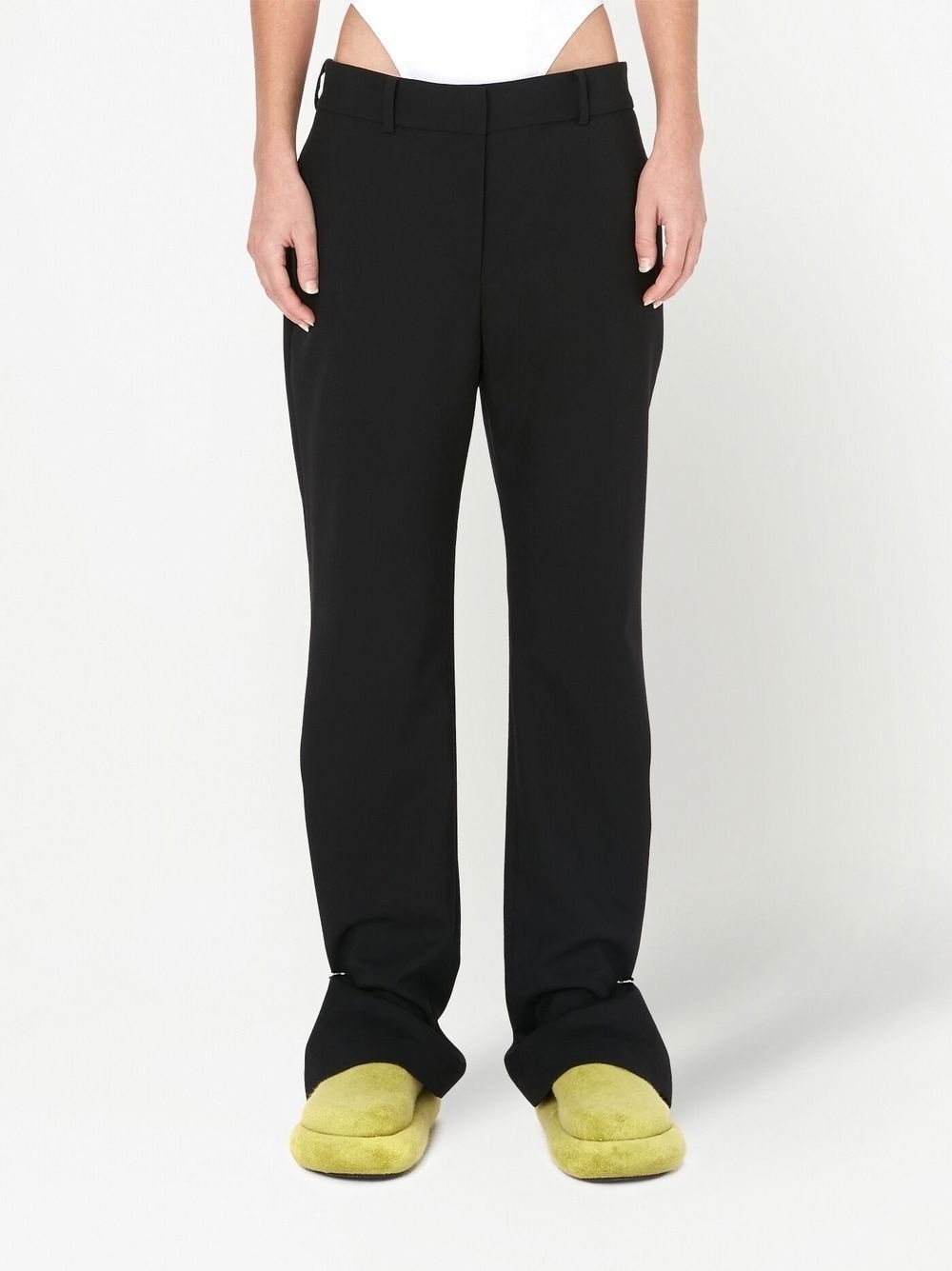 ring detail slim-leg trousers - 3