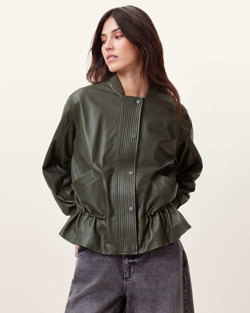 SOFI DRAWSTRING LEATHER BOMBER JACKET - 1