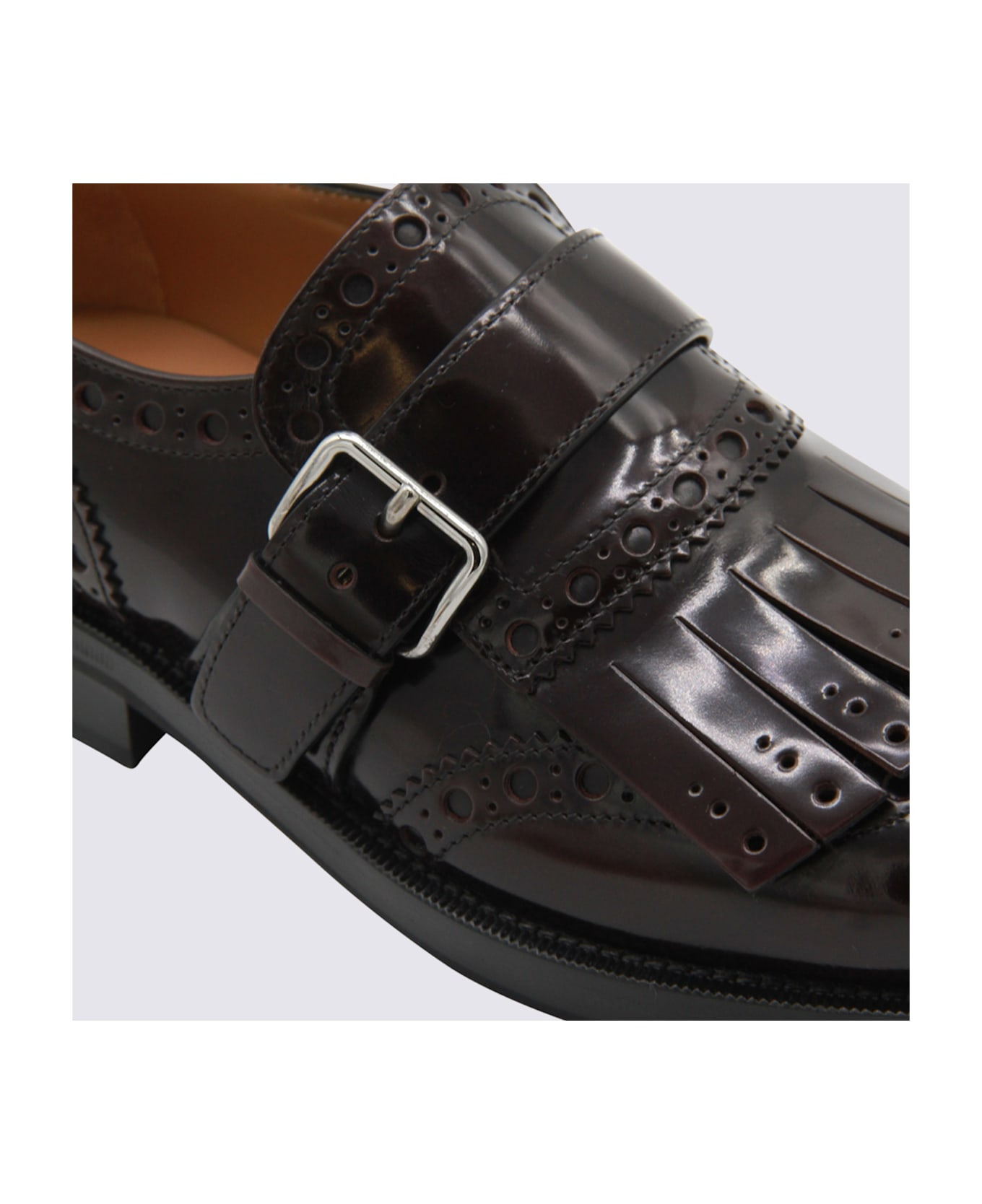 Burgundy Leather Monk Phillis Formal Shoes - 4