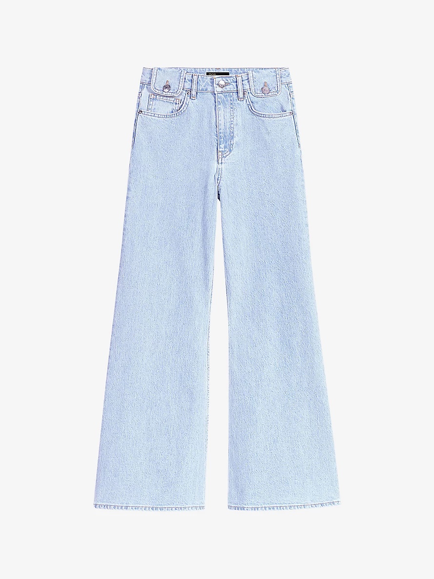 Wide-leg high-rise stretch-denim jeans - 1