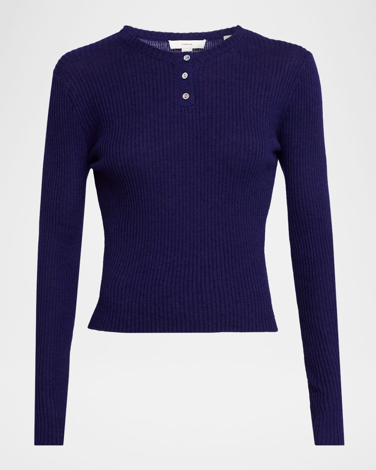Ribbed Long-Sleeve Henley - 1