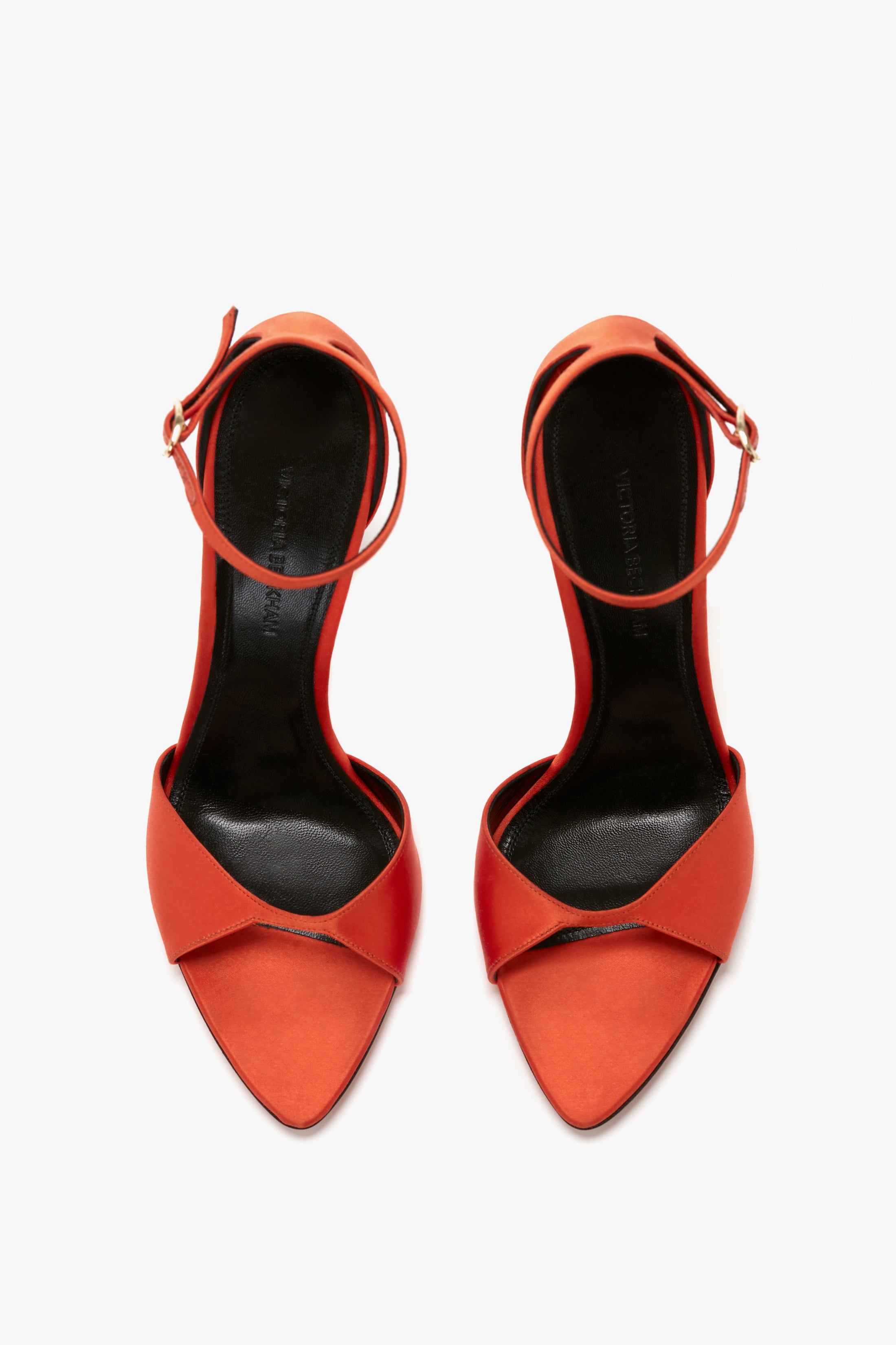 Pointy Toe Stiletto Sandal in Orange Satin - 8