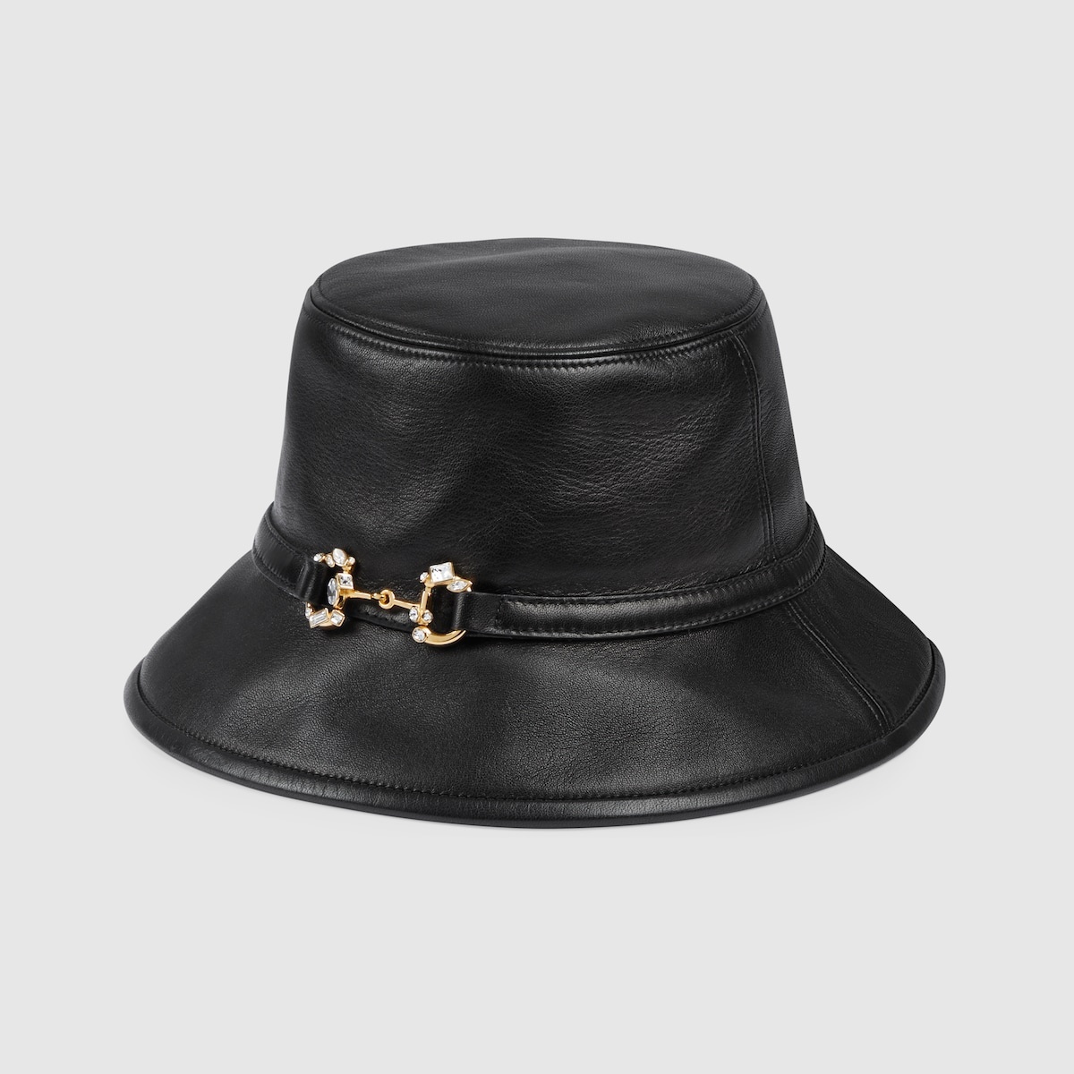 Leather bucket hat with Horsebit - 1
