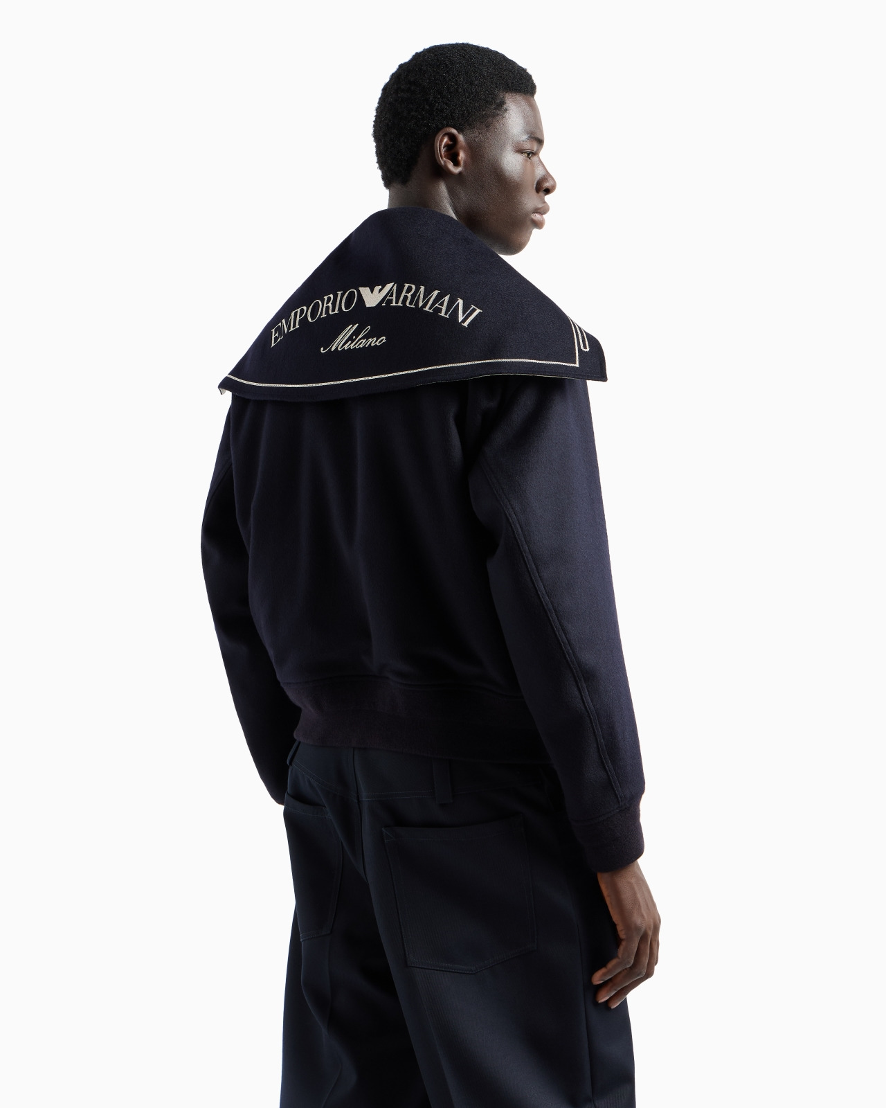VIRGIN-WOOL CLOTH BLOUSON WITH LOGO SAILOR COLLAR - 3