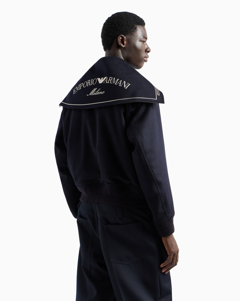 VIRGIN-WOOL CLOTH BLOUSON WITH LOGO SAILOR COLLAR 3