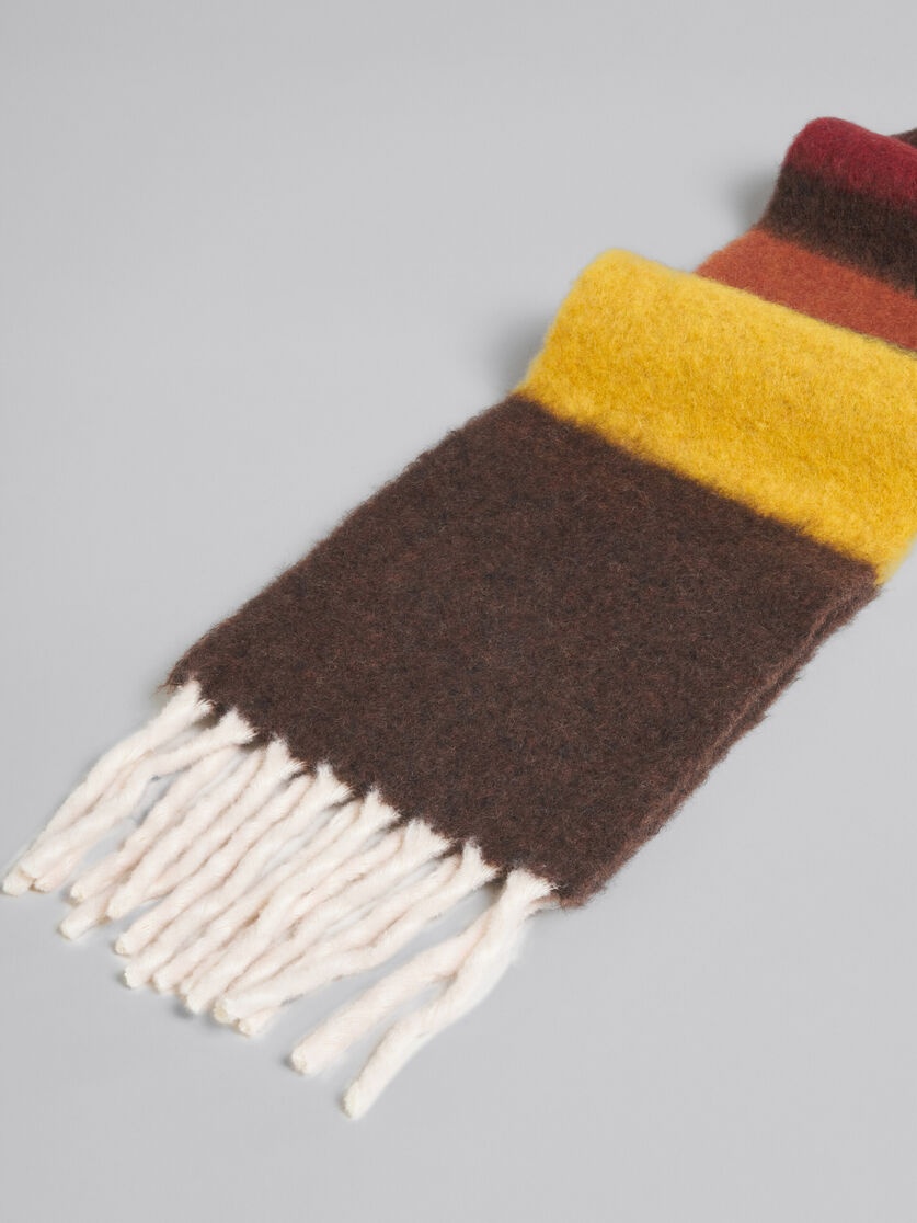 DARK BROWN ALPACA STRIPED SCARF - 4