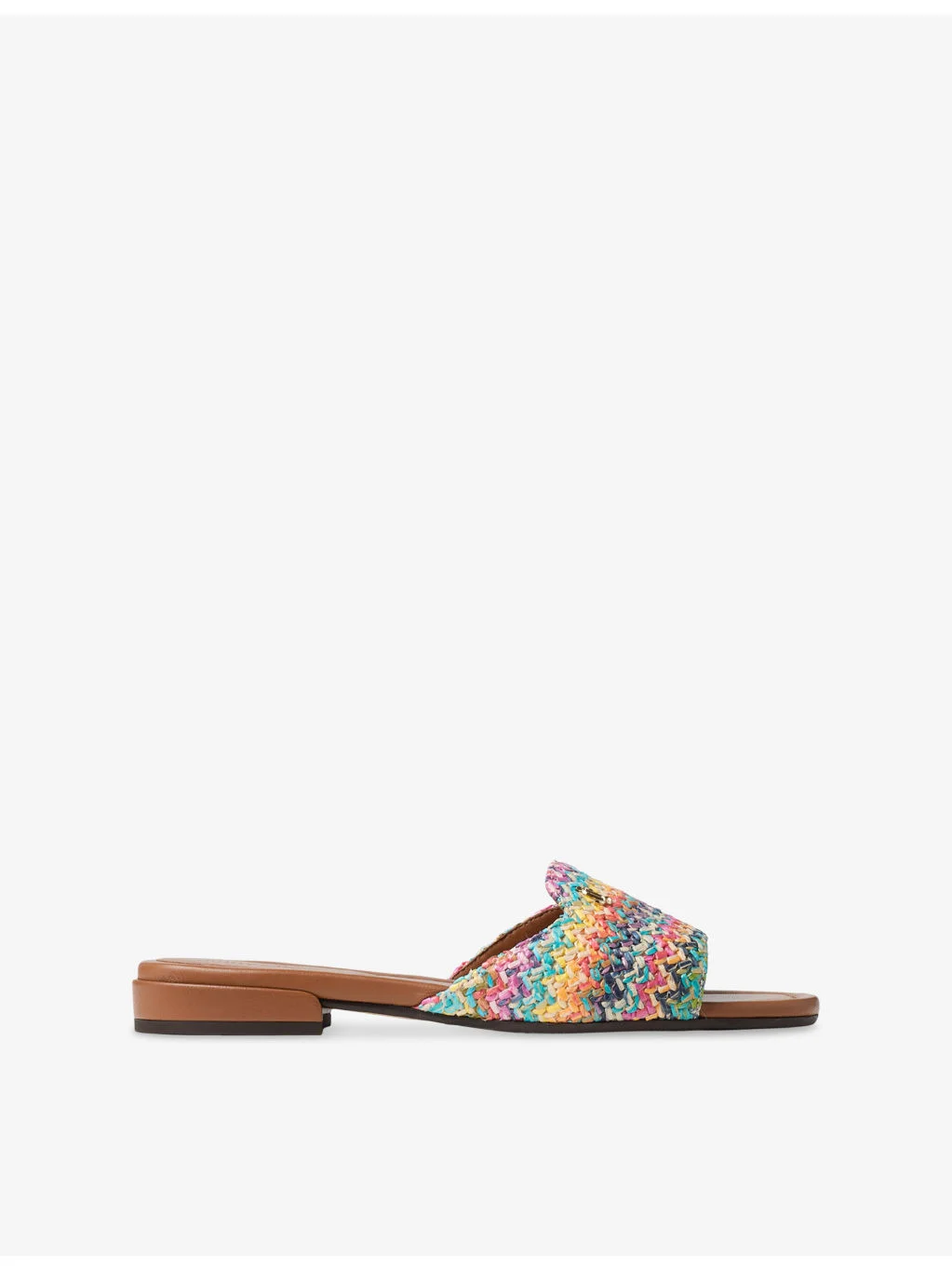 Dina Chevron-Raffia and Leather Flat Sandals - 1