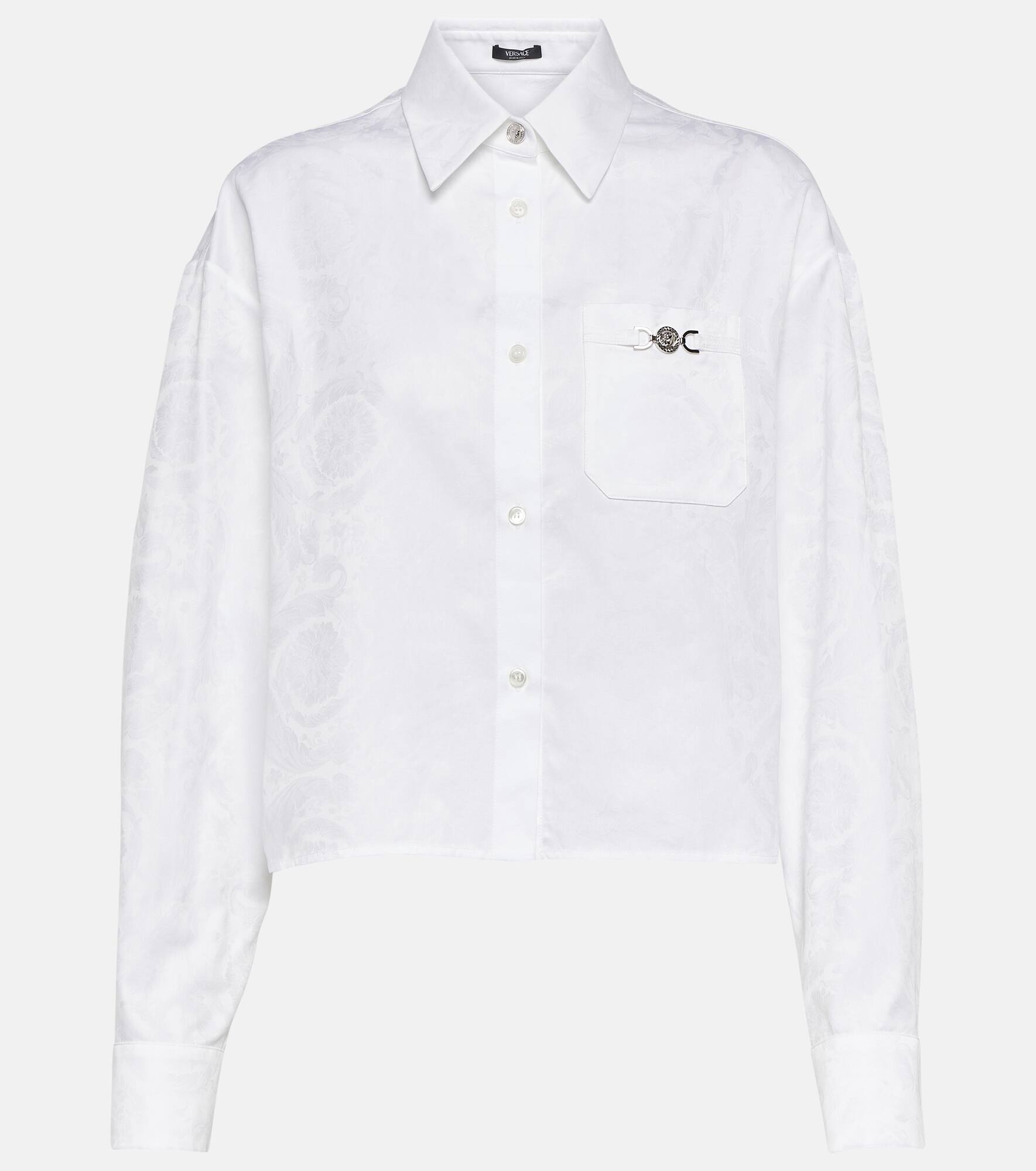 Barocco jacquard cropped cotton shirt - 1