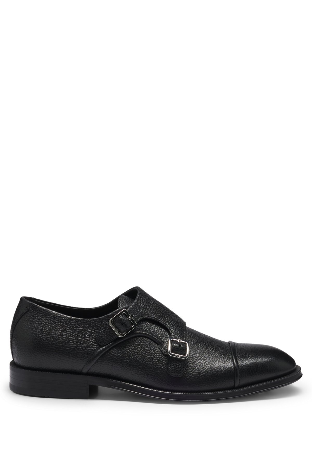 ITALIAN-MADE DOUBLE-STRAP MONK SHOES IN GRAINED LEATHER - 1