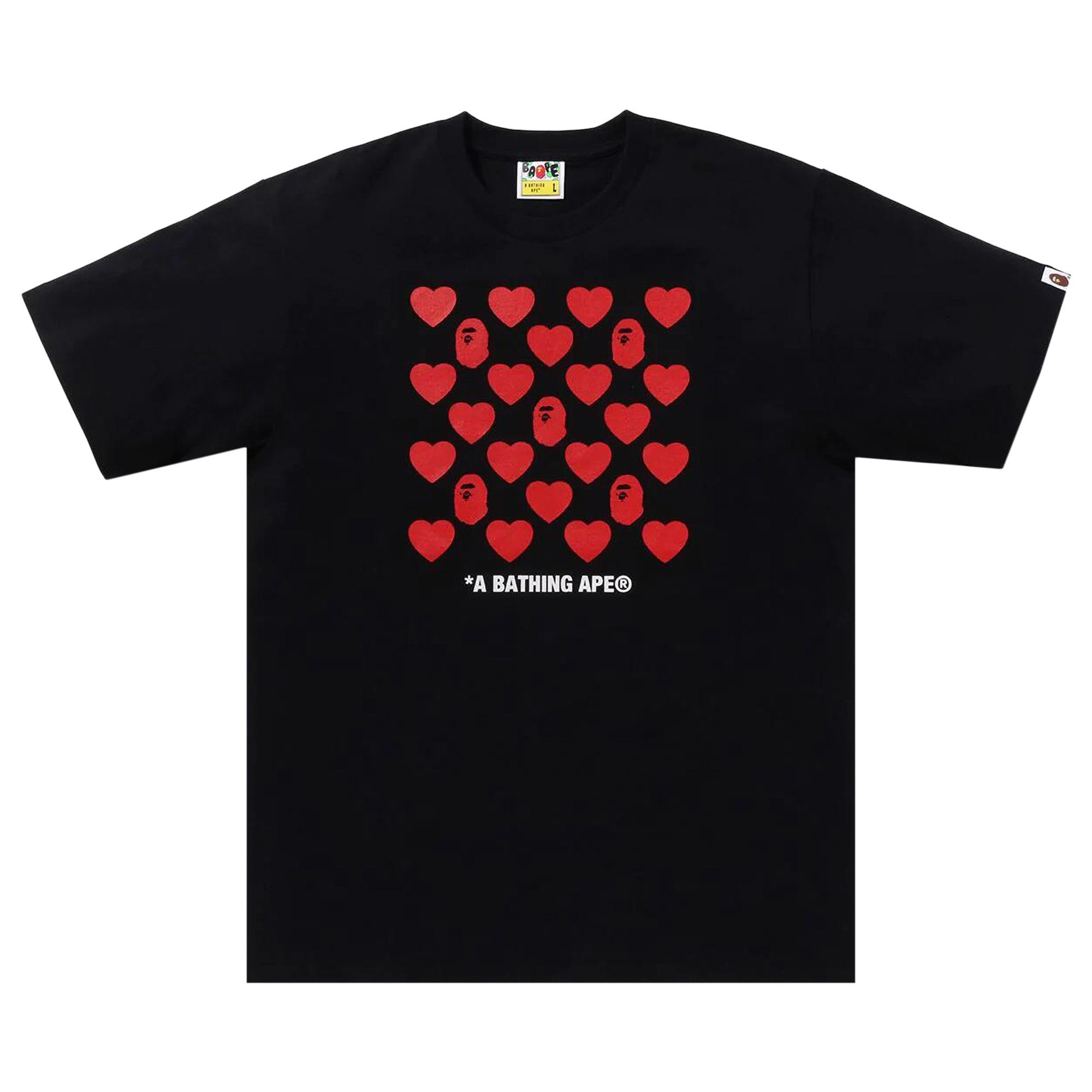 BAPE Heart Pattern Box Tee 'Black' - 1