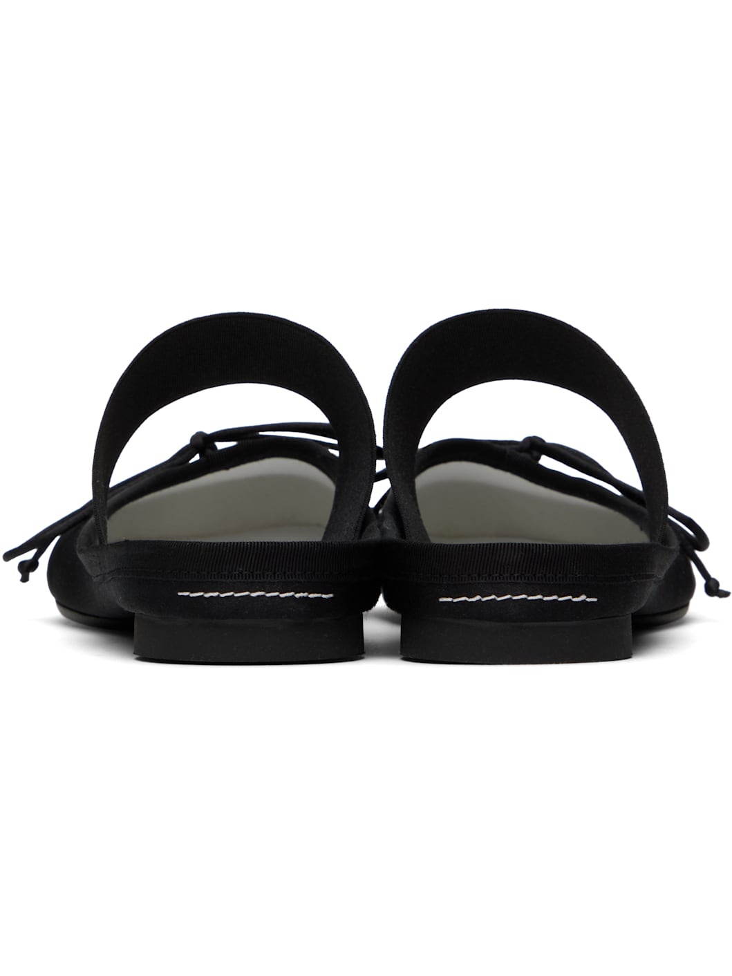 Black Satin Anatomic Logo Ballerina Slippers - 2