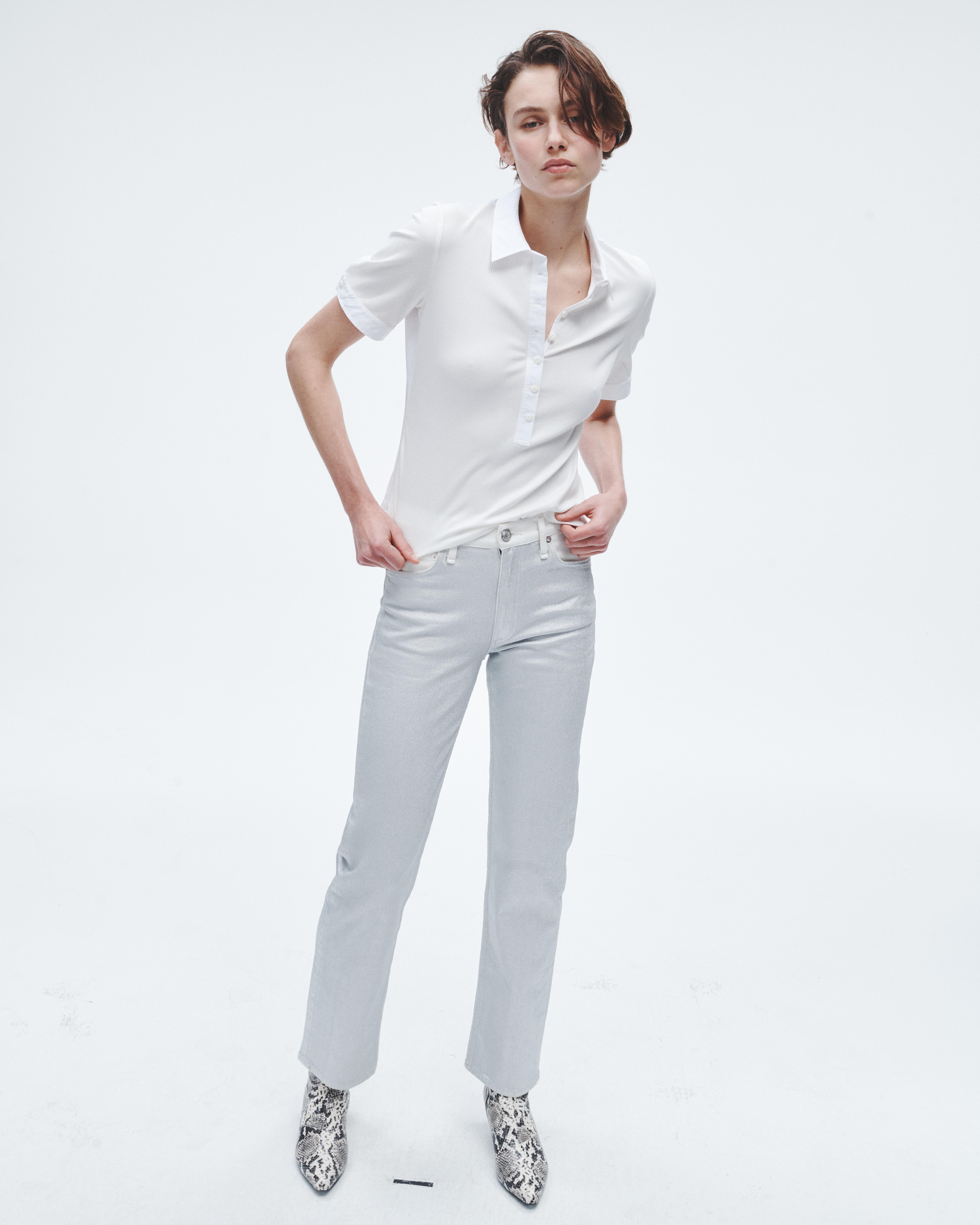 Ribbed Mixed Media Polo
Cotton-Modal T-Shirt - 3