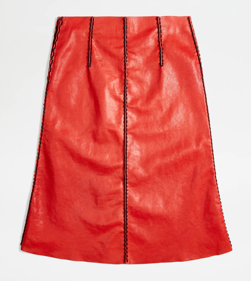 LEATHER SKIRT - RED 8