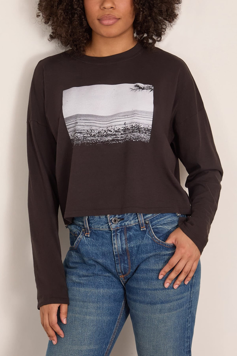 Cropped Long Sleeve Printed Tee in Heidi 3