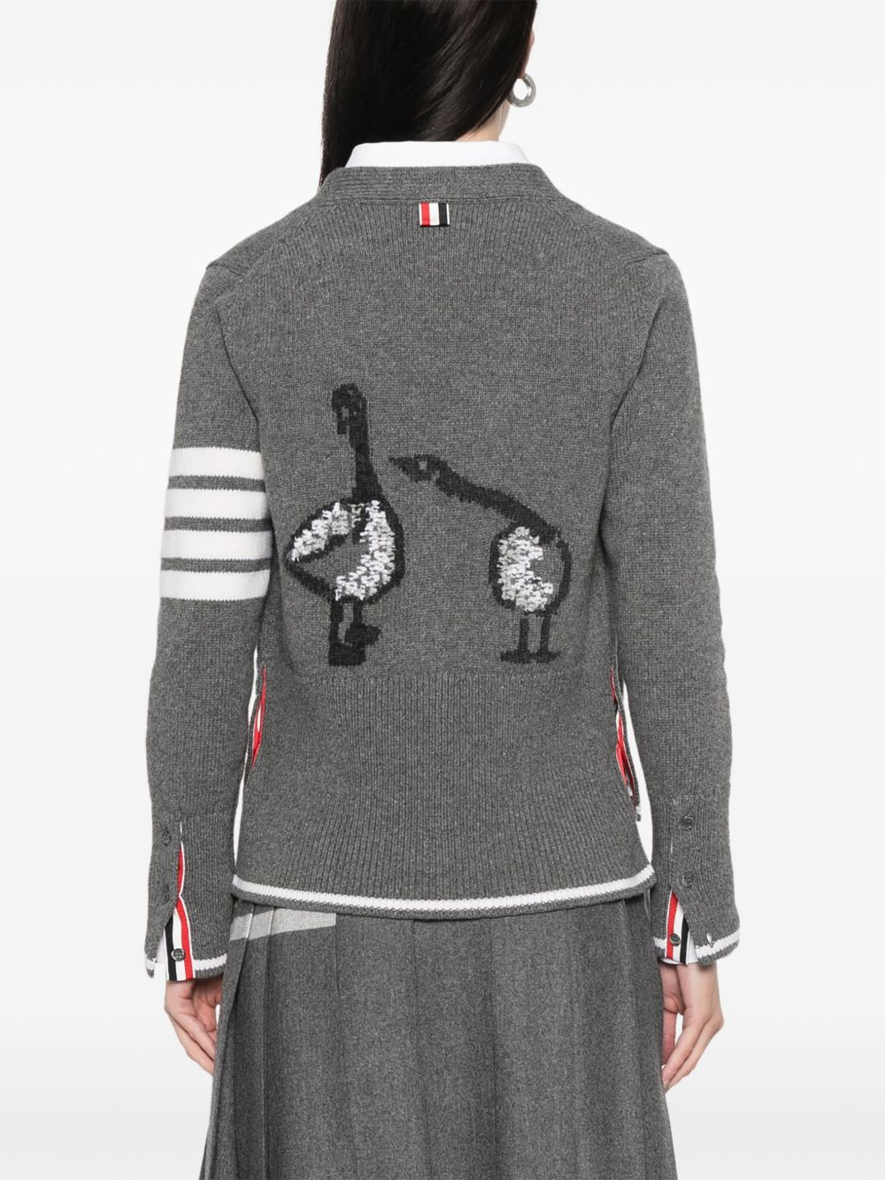 Geese-intarsia 4 Bar Stripes cardigan - 4