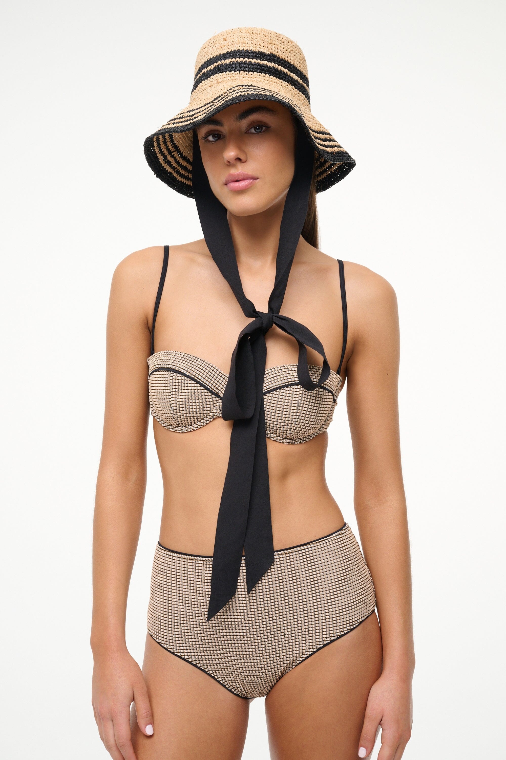 STAUD RITA RIBBON HAT NATURAL/BLACK - 3
