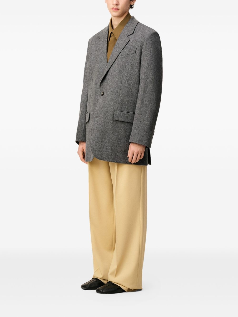 mélange-effect wool blazer - 3