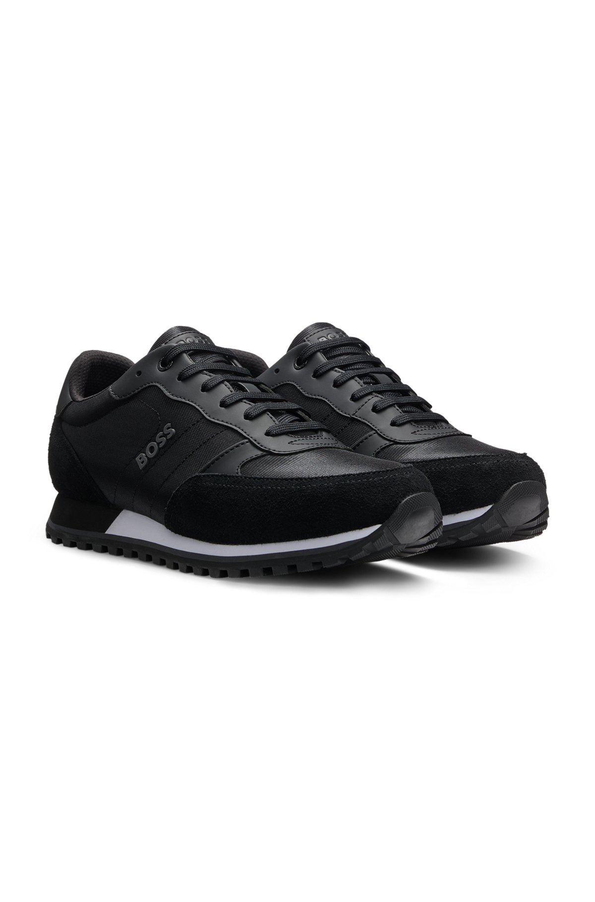 MIXED-MATERIAL TRAINERS WITH FAUX-LEATHER TRIMS - 2