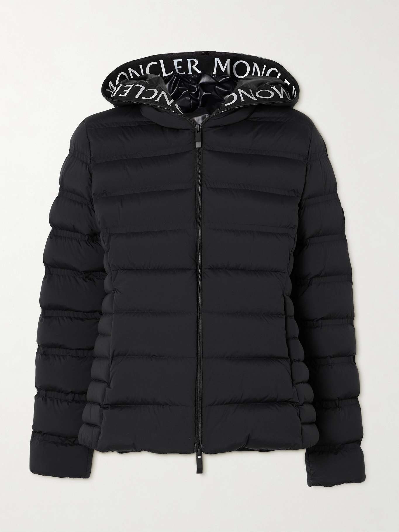Appliquéd webbing-trimmed quilted shell down jacket - 1