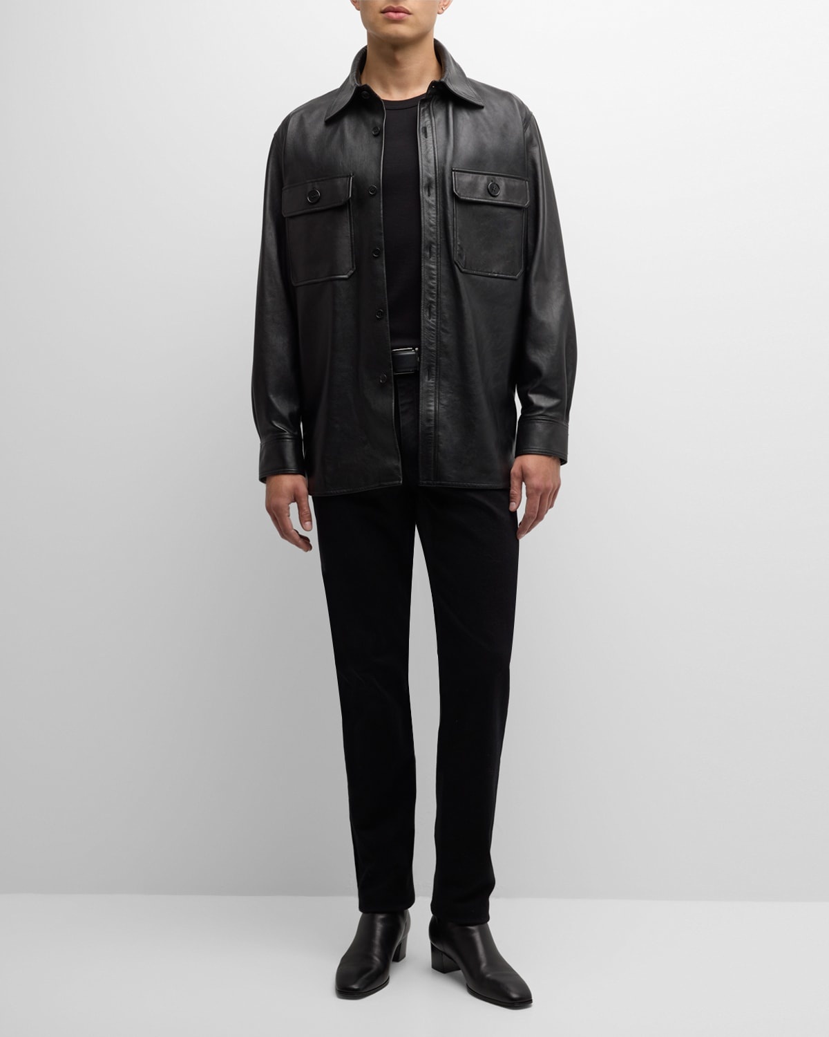 Men's 2-Pocket Leather Overshirt - 2