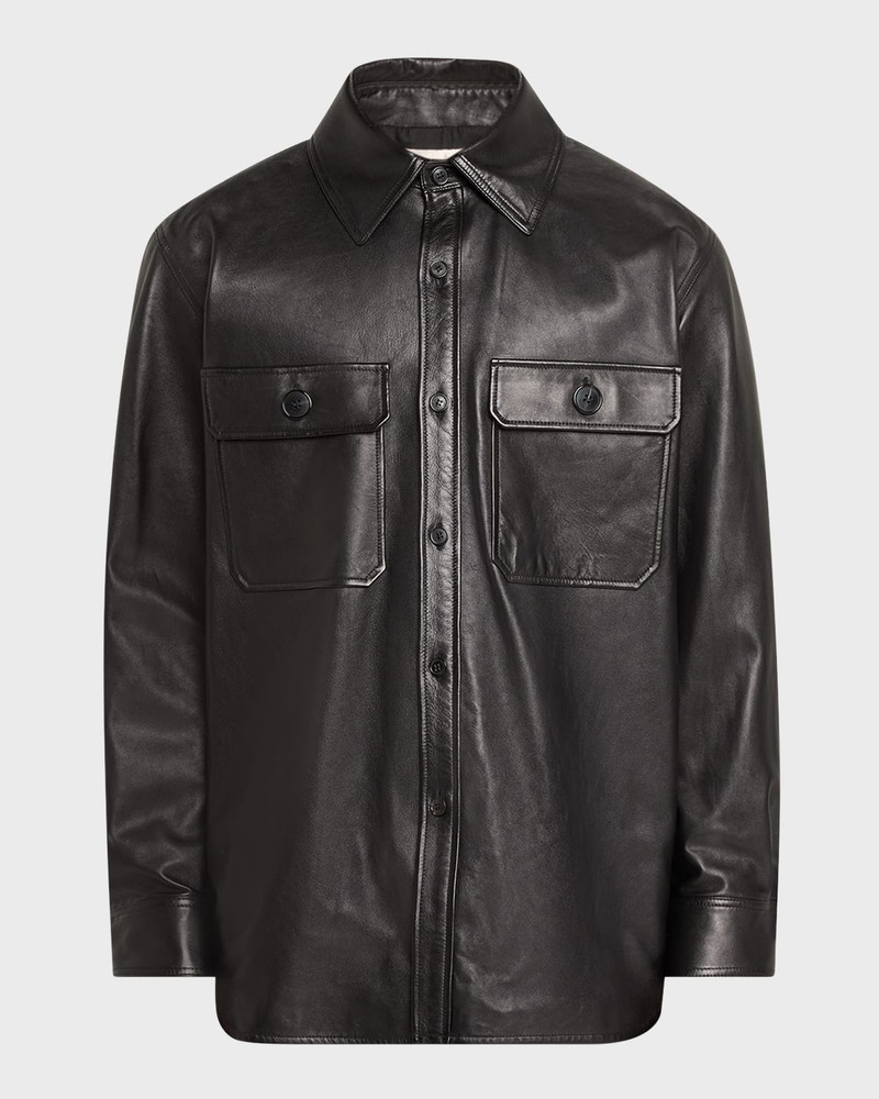 SAINT LAURENT Men's 2-Pocket Leather Overshirt outlook