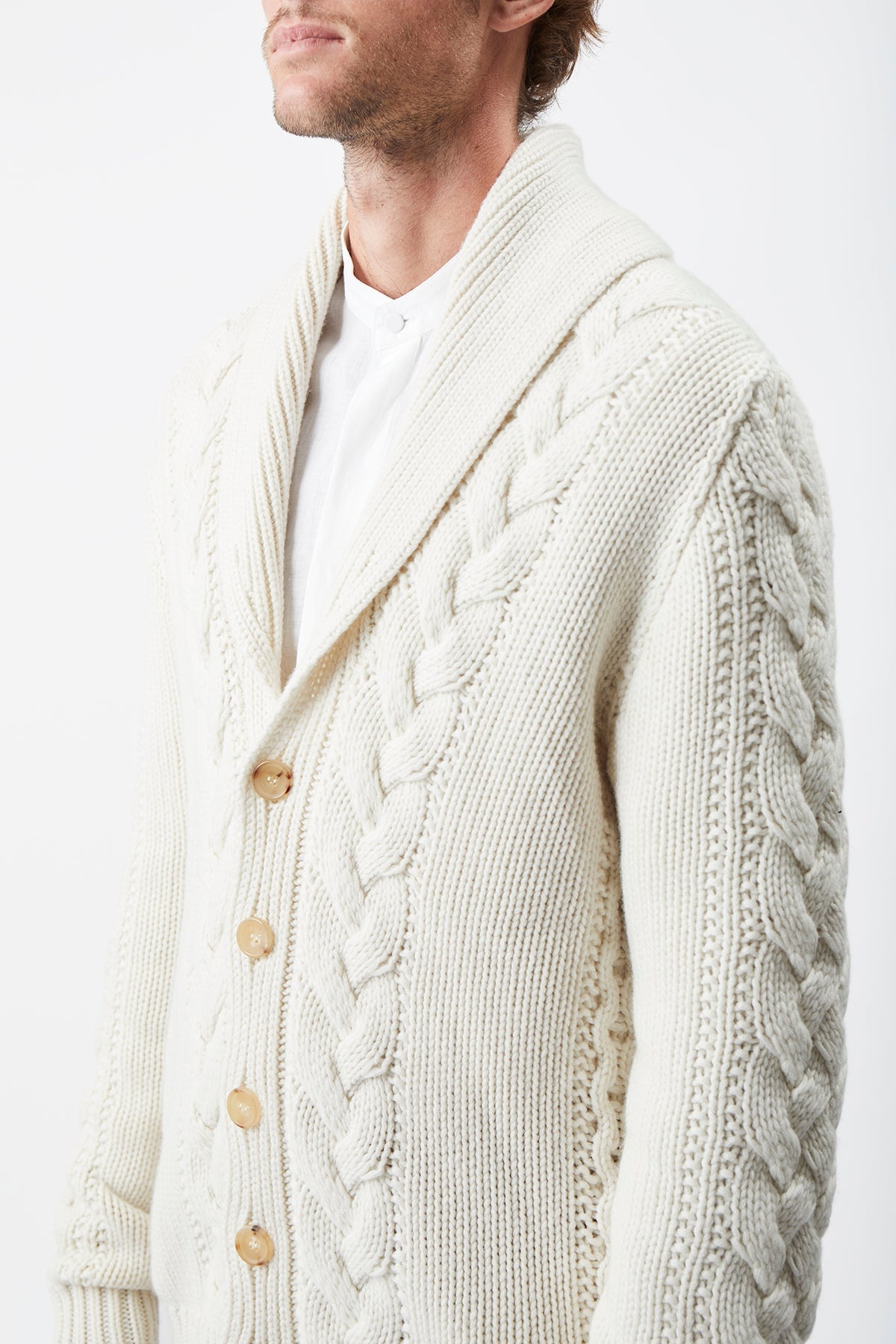 Casa Knit Cardigan in Ivory Cashmere - 5
