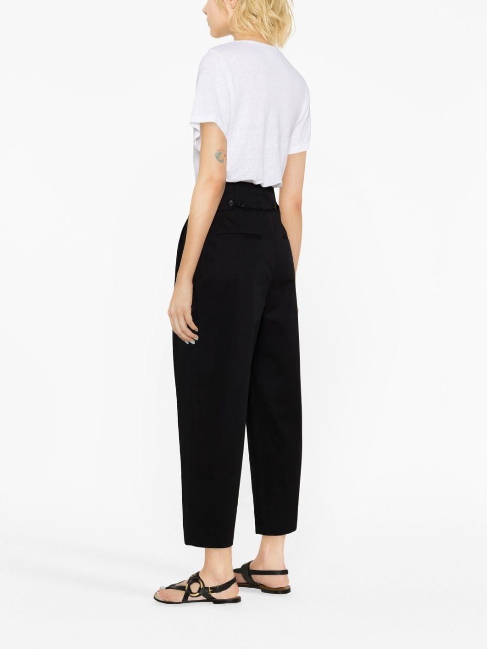 pleat-detail high-waisted trousers - 3